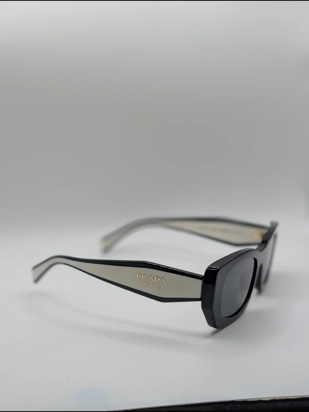 PRADA SPR B05 Black & White Geometric Sunglasses NWB